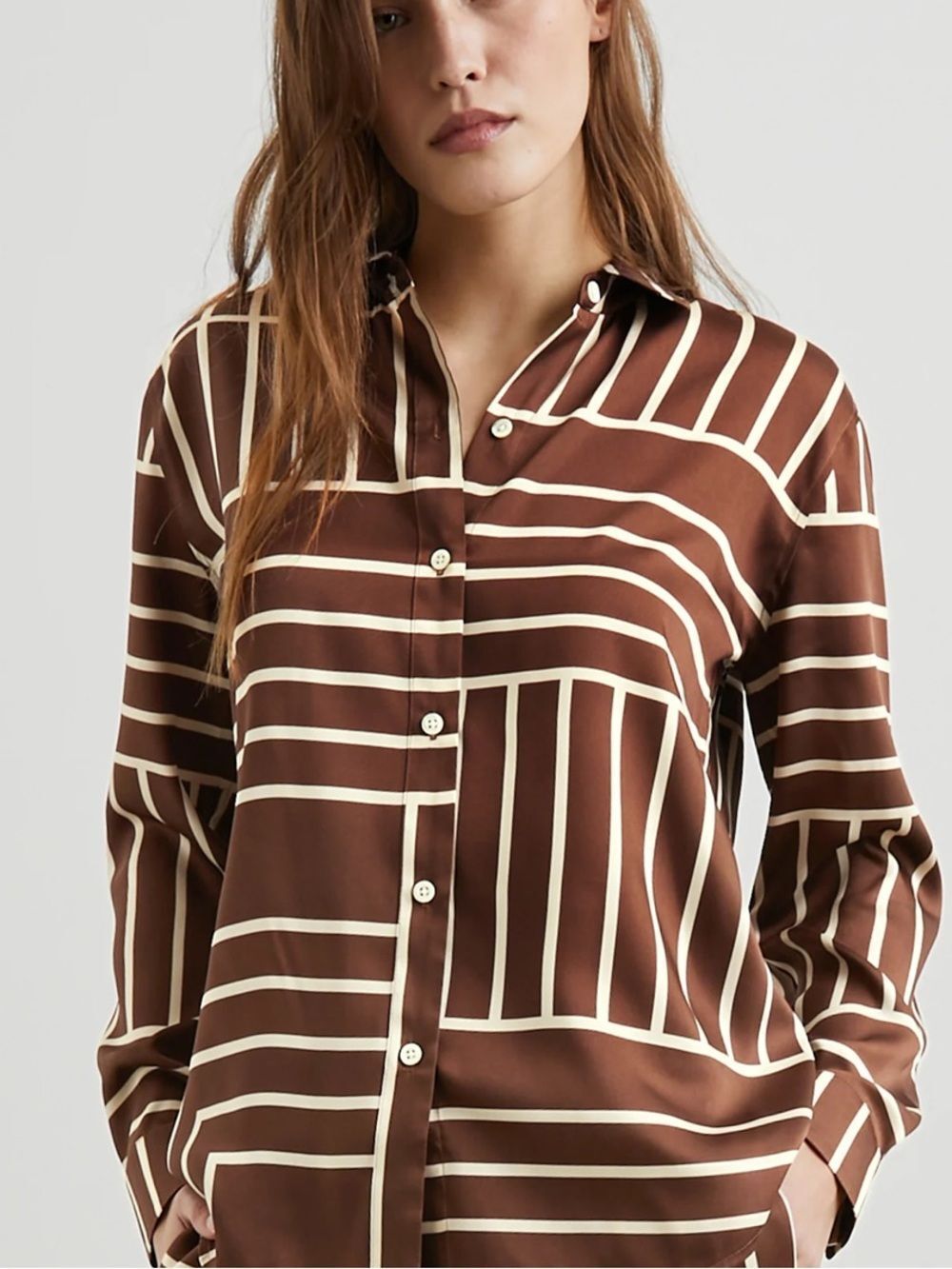 Rails Elias Shirt Brown Line Art M